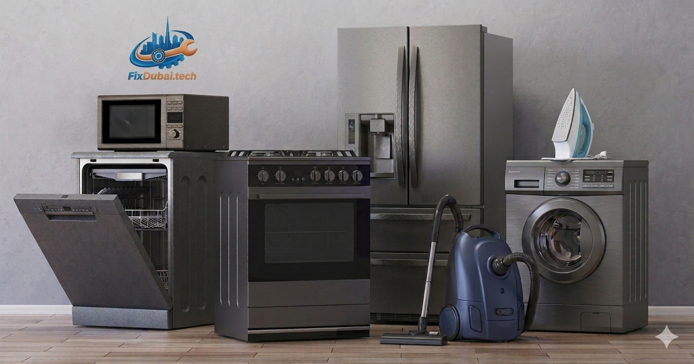 Expert Technician repairing washing machine, dishwasher, and other appliances in Dubai